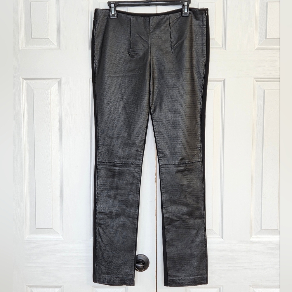 MY TRIBE LEATHER PATTERNED FRONT & RAYON PANTS MEDIUM